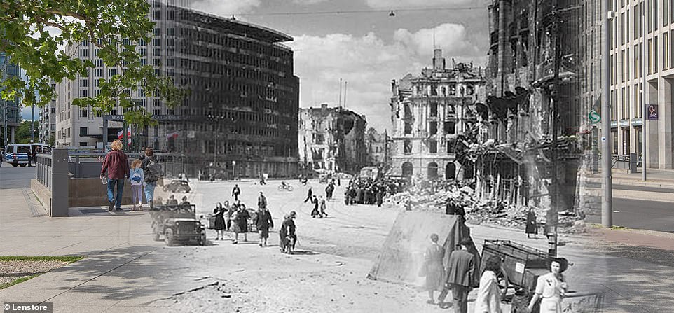 Ли берлин. Потсдамер плац Берлин до войны. Берлин фото 1945 и сейчас. Александрмлатц после войны. Улицы Берлина после войны и сейчас.